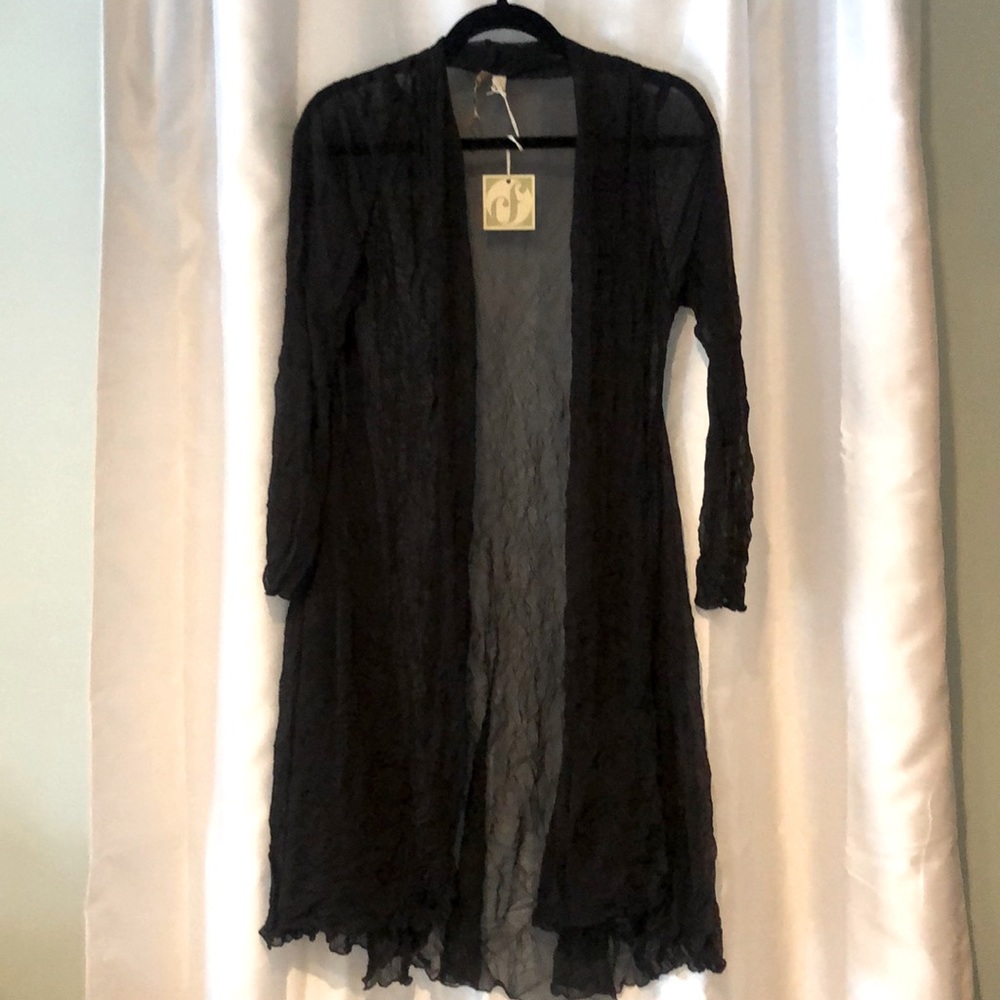 Crinkled black sheer jacket